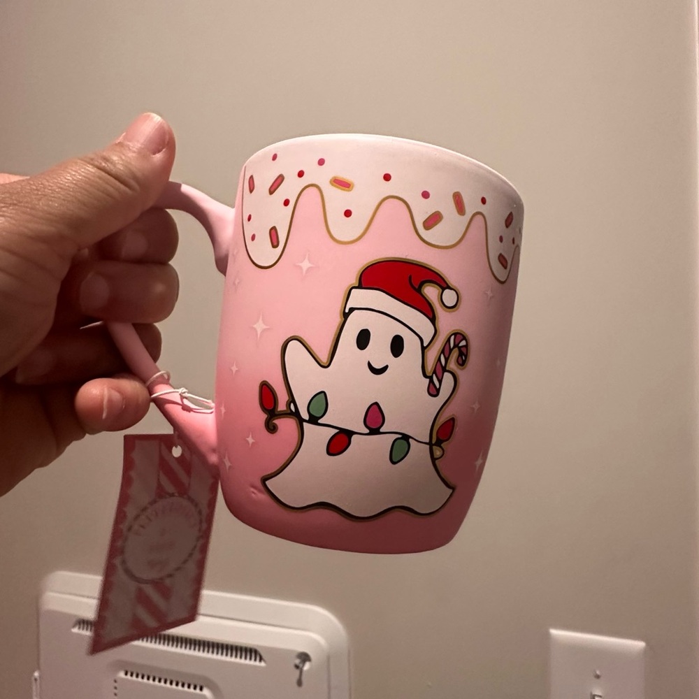 Peppermint & Pine Pink Ghost Holiday Mug | Spooky Christmas Mug